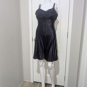 Elegant Navy/Plum Satin Dress With Sparkles